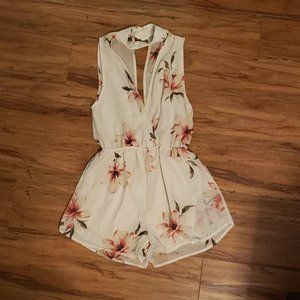 White Floral, Choker Romper